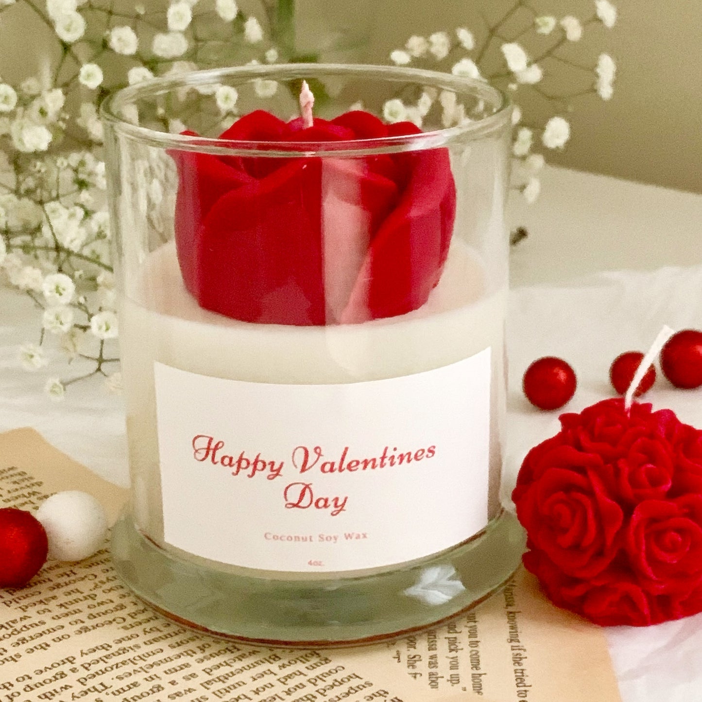 Valentine Red Rose Candle